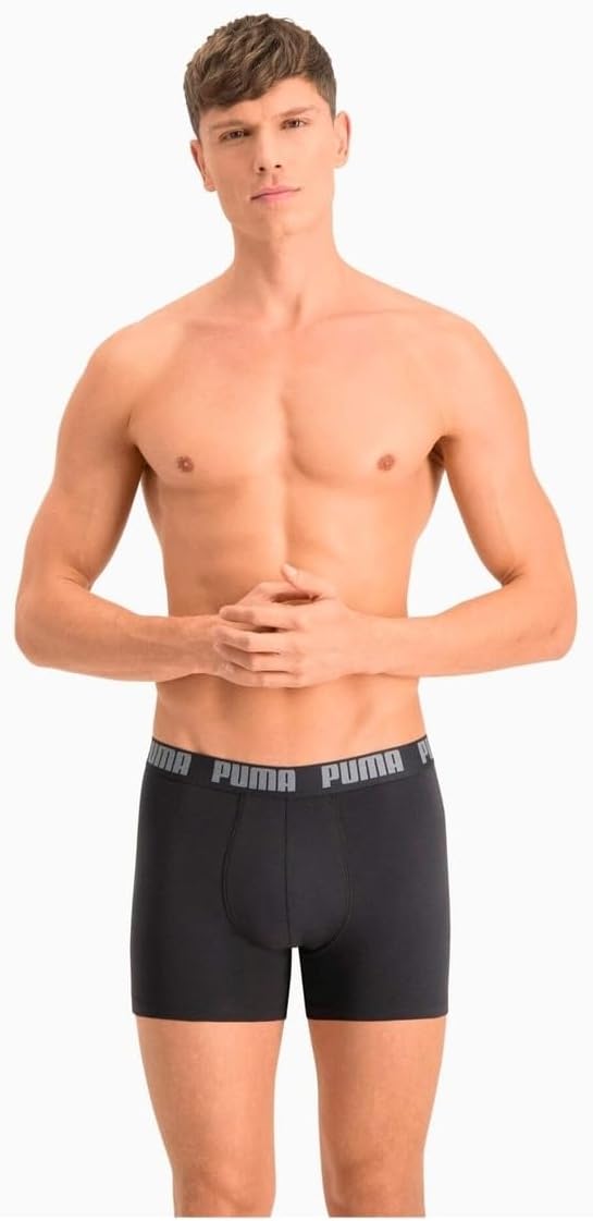 PUMA Herren Basic Boxer Boxer Briefs (2er Pack) S 691 - Dark Grey Melange / Black, S 691 - Dark Grey