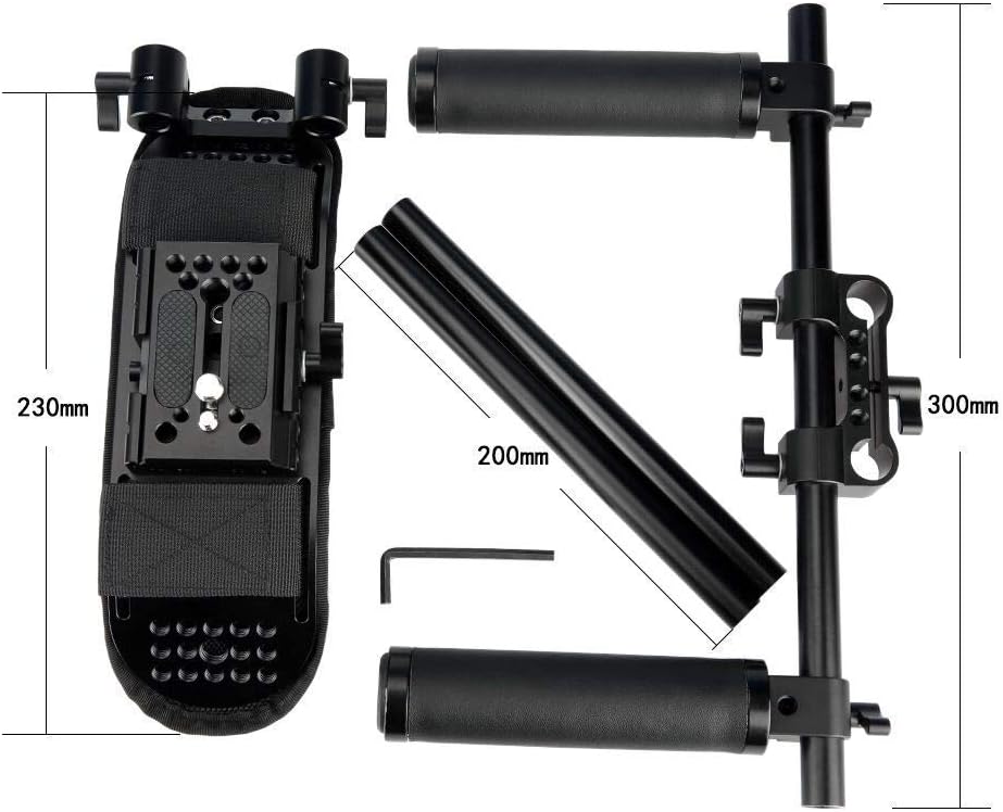 NICEYRIG 15mm Schulterpolster Rig Trägersystem mit QR Grundplatte Montage Lederhandgriffen für DSLR