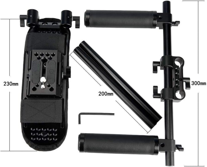 NICEYRIG 15mm Schulterpolster Rig Trägersystem mit QR Grundplatte Montage Lederhandgriffen für DSLR