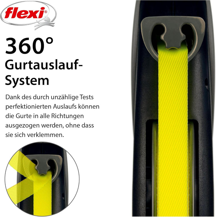 flexi Giant M Gurt 8 m für Hunde bis 25 kg, schwarz/neongelb schwarz/neongelb M 8 m Neon, schwarz/ne
