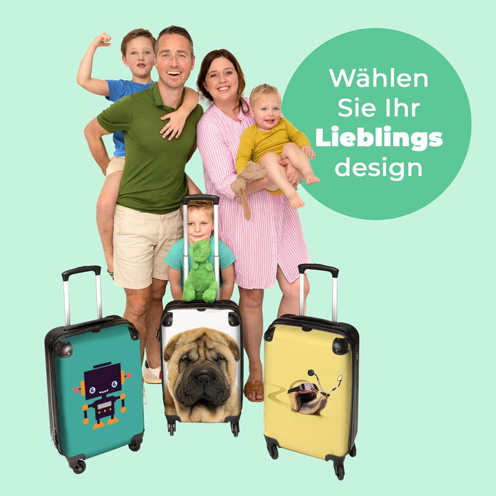 NoBoringSuitcases.com® Koffer Handgepäck - Kabinentrolley, Leichtgewicht, 4 Rollen, mit Hundmotiv, Z