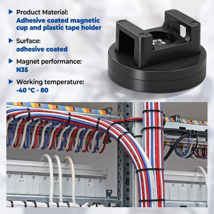 20 Stück Magnetische Kabelbinder-Halterungen, 31 mm Basis, magnetische Kabel-Clips, Magnetkabelhalte