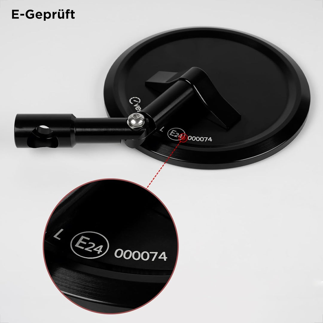 evermotor Lenkerendenspiegel, E-geprüft, 360°Drehbar Motorrad Spiegel | CNC-gefrästem Aluminium, 7/8