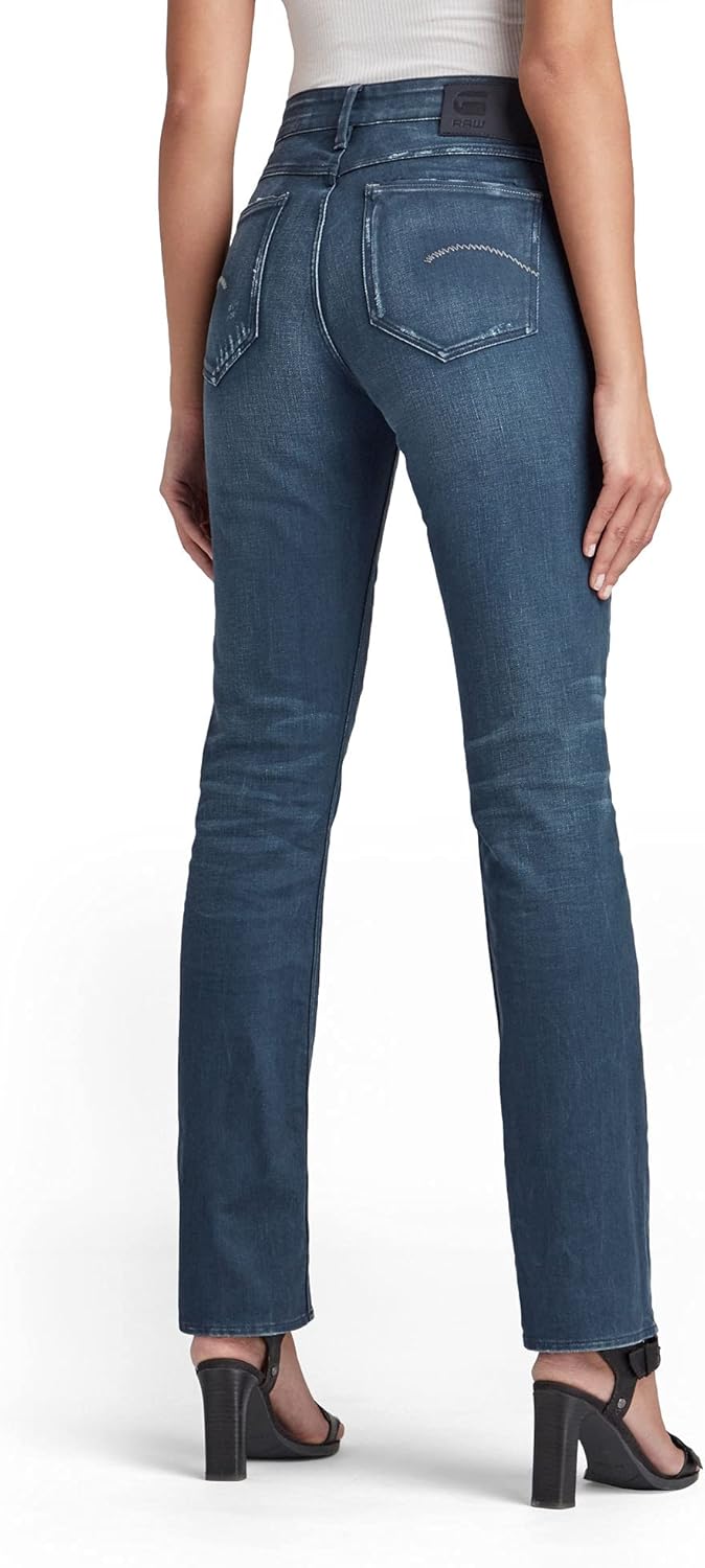 G-Star Damen Noxer Straight Jeans 27W / 32L Blau (Worn in Rivulet Patch Restored D17192-c048-c601),
