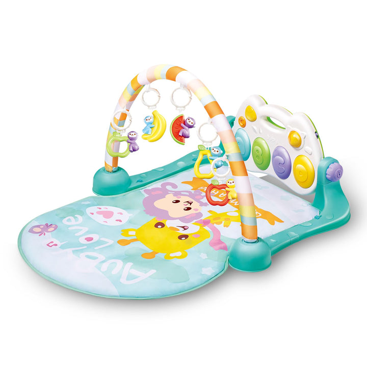 auby Active Monkey Spiel- und Aktivitätsgym für Babys 0-6 Monate | Fusstritt-aktivierte Klaviermatte