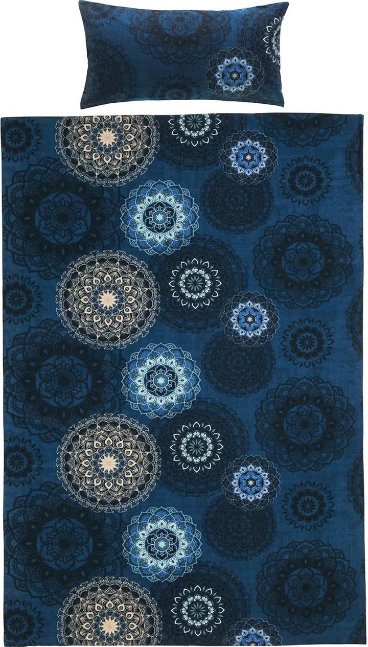 Erwin Müller Bettwäsche Mako-Satin Mandala dunkelblau Grösse 40x80 cm / 155x220 cm - feinfädig, temp