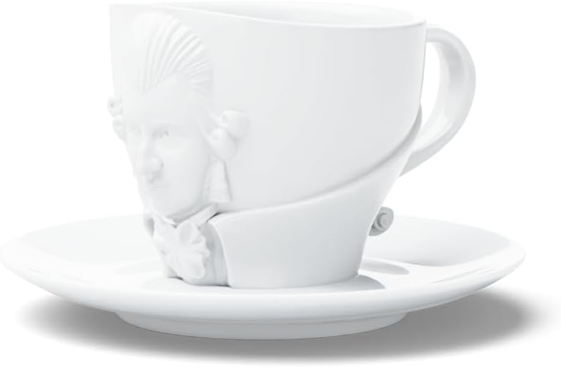 FIFTYEIGHT PRODUCTS / Talent / Kaffeetasse mit Untertasse „Amadeus Mozart“- Portrait (Porzellan, 260