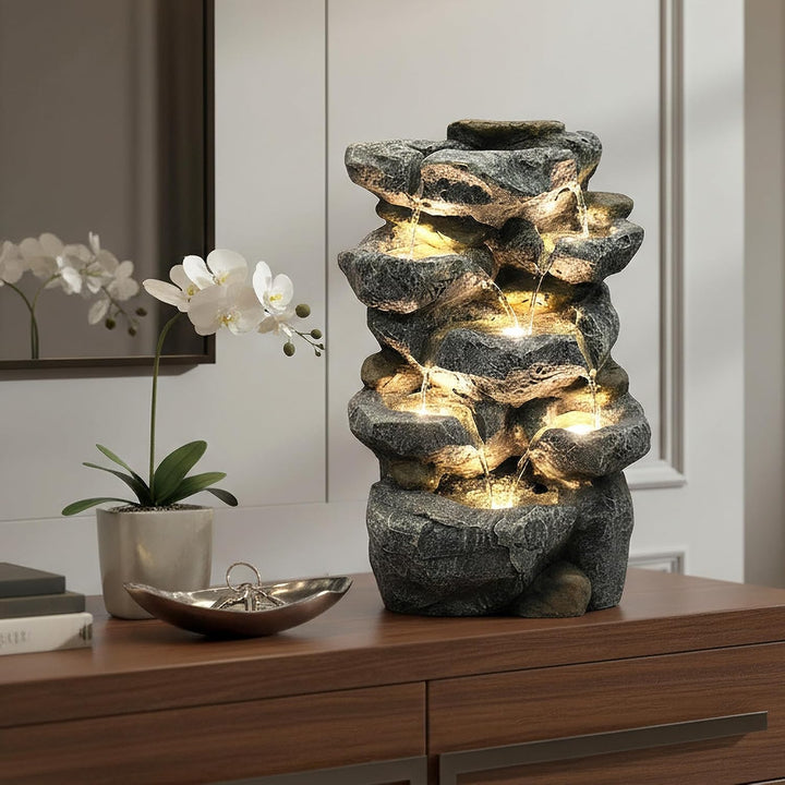 Arnusa Springbrunnen Victoria mit LED Beleuchtung Zimmerbrunnen IN und Outdoor Gartenbrunnen Wassers
