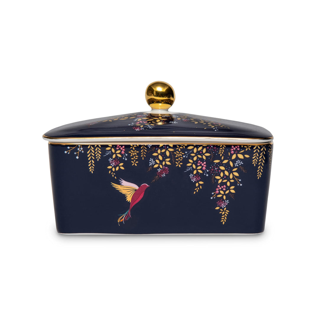 Sara Miller for Portmeirion Chelsea Butter mit Deckel, Marineblau