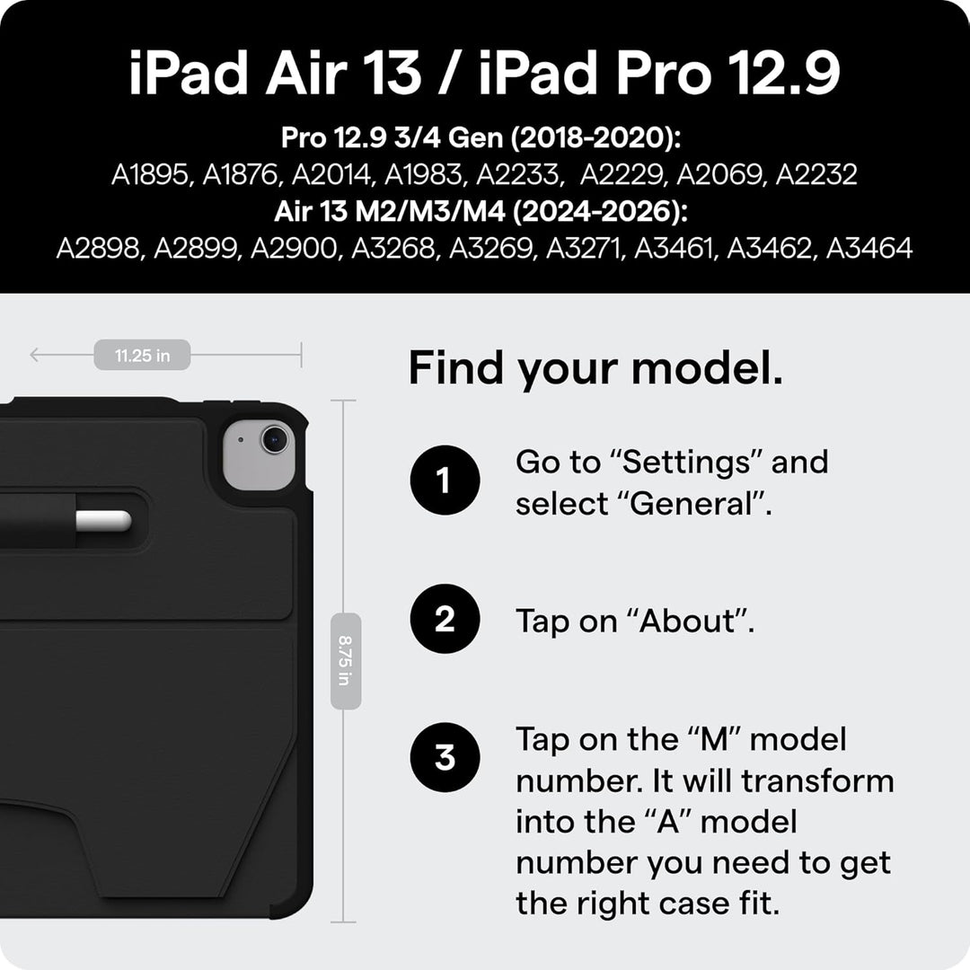 Zugu iPad Air Hülle 13 Zoll M2 2024 / iPad Pro 12.9 (3rd/4th Gen), schlanke Schutzhülle 10 Winkel-St