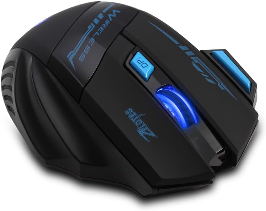 zelotes Kabellose Maus,4 DPI Einstellbar,7 Tasten,Energieeinsparung,2,4 GHz mit USB Empfänger,LED Be