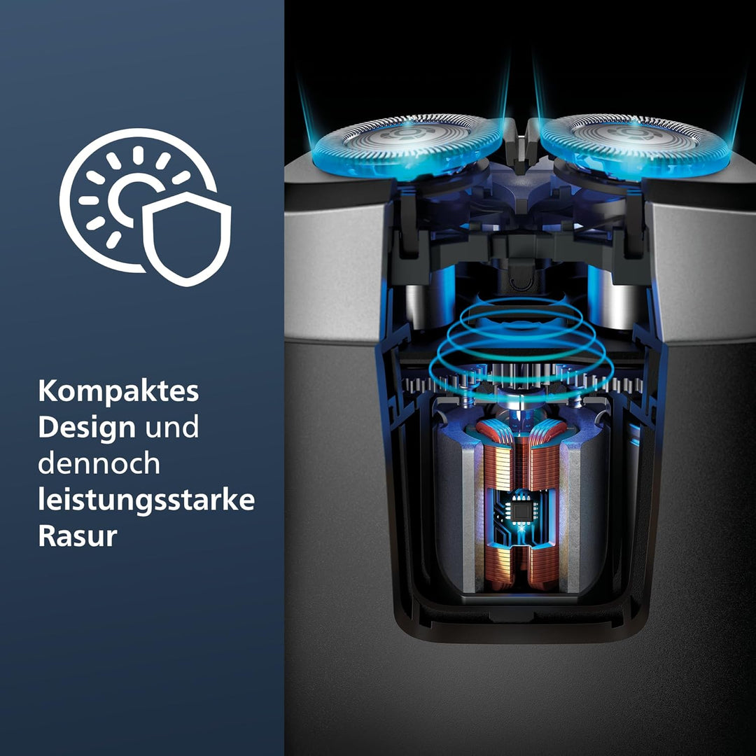 Mini Philips Rasierer, elektrischer Nass- und Trockenrasierer für unterwegs, ComfortCut-Klingensyste