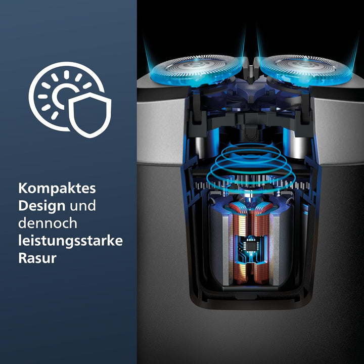 Mini Philips Rasierer, elektrischer Nass- und Trockenrasierer für unterwegs, ComfortCut-Klingensyste