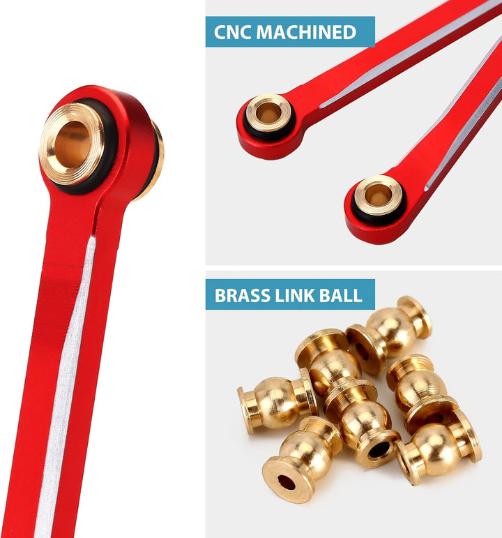 INJORA Hohe Clearance Links CNC Aluminium Link für 1/18 TRX4M Upgrade RC Crawler, Rot, Rot