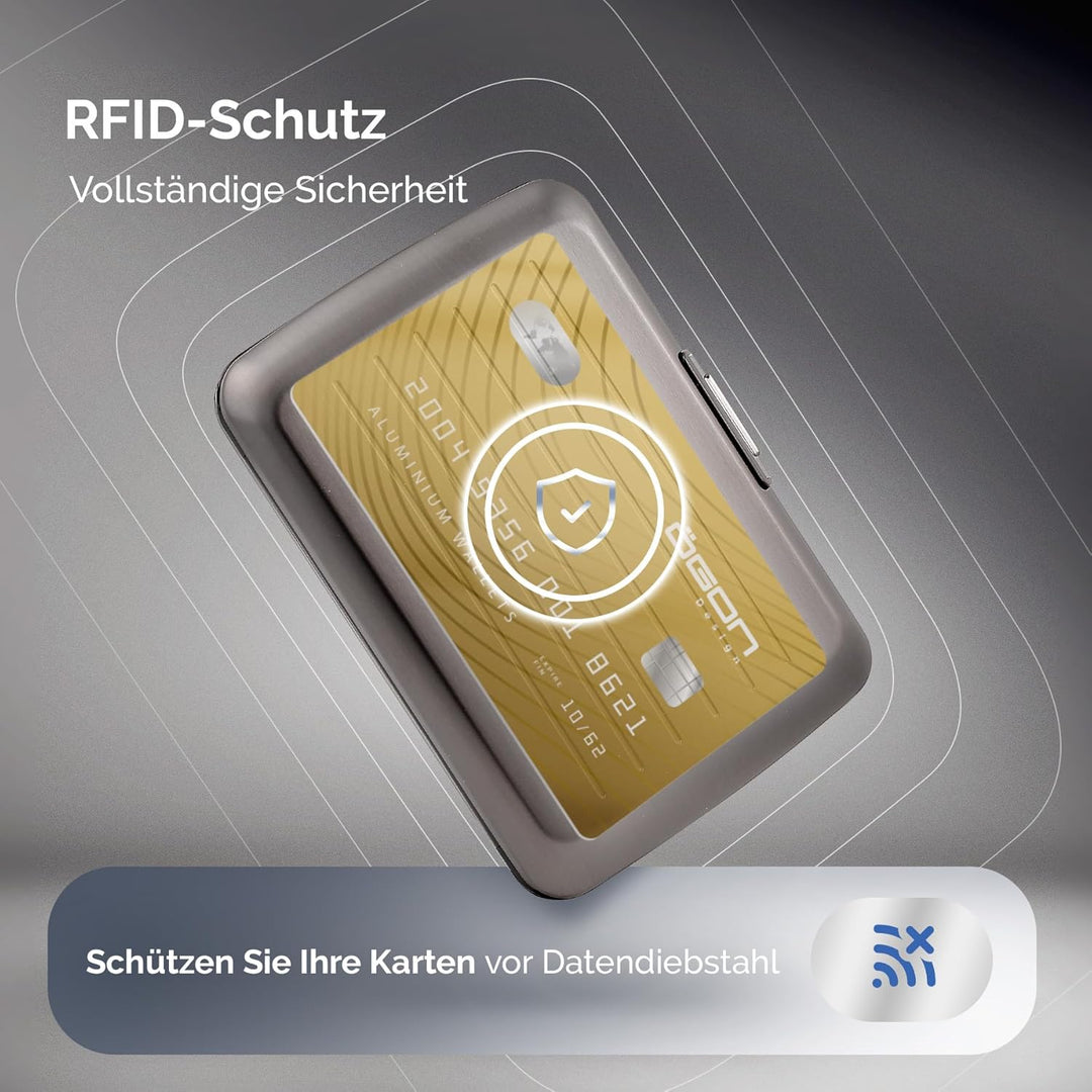 ÖGON Smart Wallets - Geldbörse aus Aluminium Stockholm V2 – Verschluss aus Metall – RFID-Kartenhalte