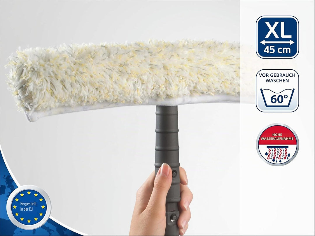 Leifheit Professional Einwascher 45 cm mit spezieller Reinigungsfaser, Fensterreiniger mit verstärkt