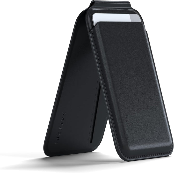 SATECHI Magsafe Wallet und Double Flap Stand mit Magnetfunktion, iPhone Wallet mit 4 Kartenfächern,