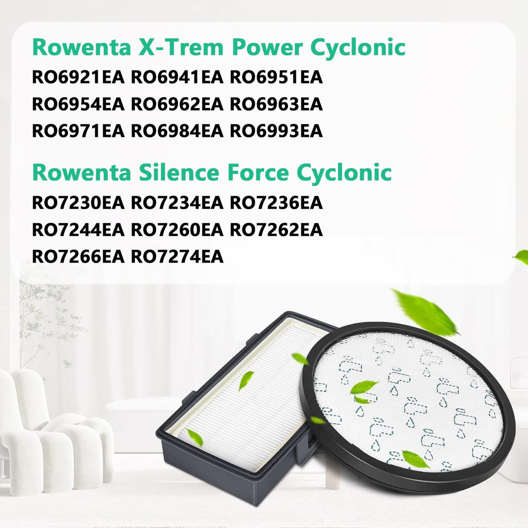 2 Set Ersatzfilter kompatibel mit Rowenta X-Trem Power Cyclonic Silence Force Cyclonic RO6921EA RO69