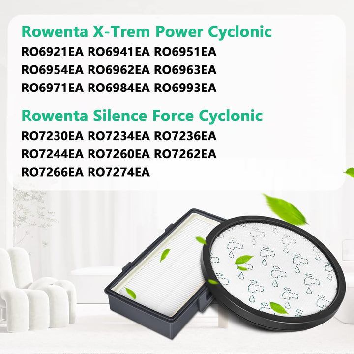 2 Set Ersatzfilter kompatibel mit Rowenta X-Trem Power Cyclonic Silence Force Cyclonic RO6921EA RO69