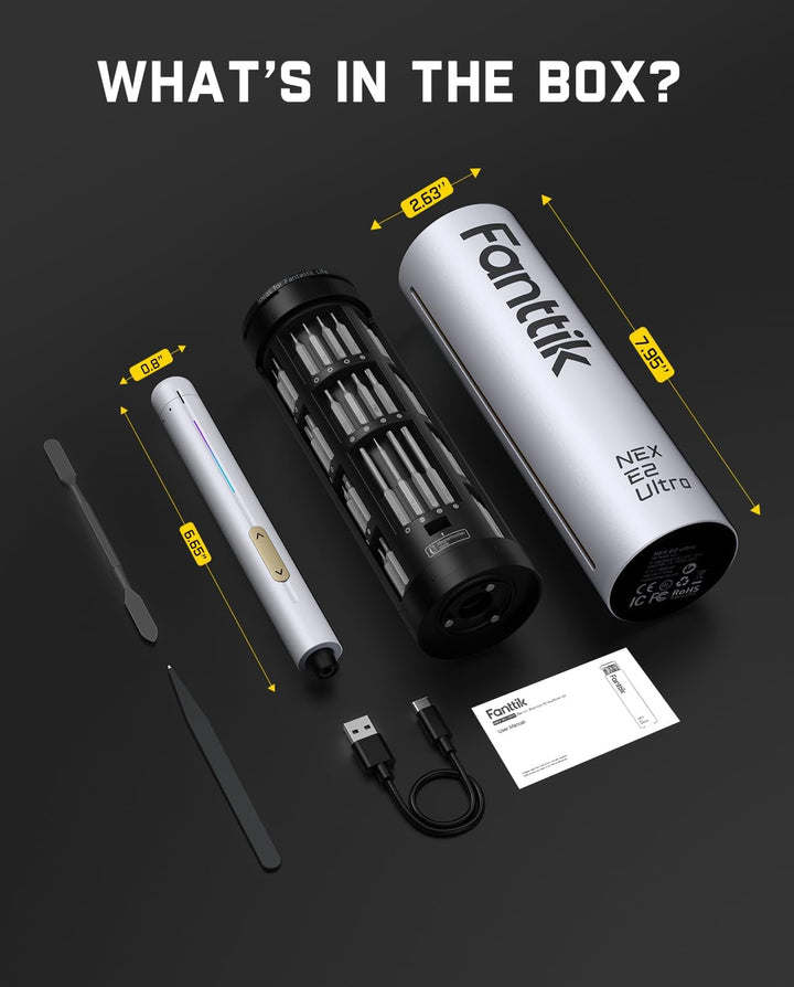 Fanttik E2 Ultra 3.7V Mini Elektro Schraubendreher Set, 50 in 1 Magnetische Präzisions-Schraubendreh