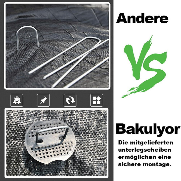 Bakulyor 200 Stück Erdanker + 200 Stück Unterlegscheiben, Erdanker Verzinkt Für Unkrautvlies, Stahl