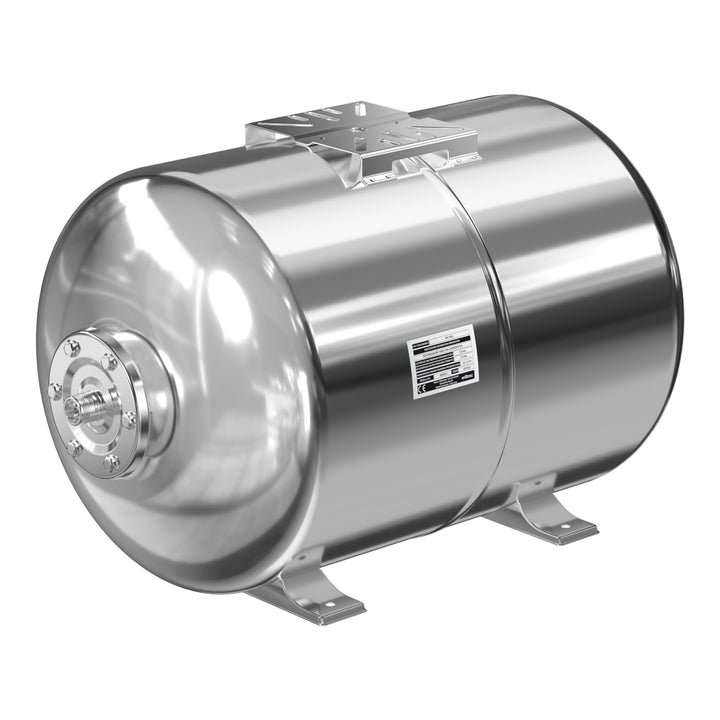 Wiltec Edelstahl Ausdehnungsgefäss 50 Liter, horizontaler Membrankessel für Hauswasserwerke und Druc