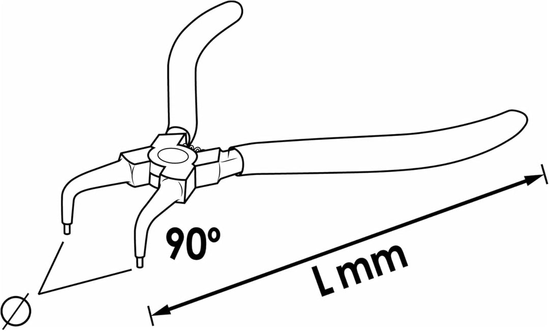 Vigor V6510D-12 Sicherungsringzange Spitzenform (Details) abgewinkelt 90° Innensicherung Abgewinkelt
