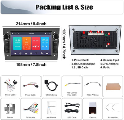 CAMECHO Android 13 Autoradio für Opel Corsa d/Astra h/Zafira b/Meriva/Vivaro Radio mit Navi, 7 Zoll