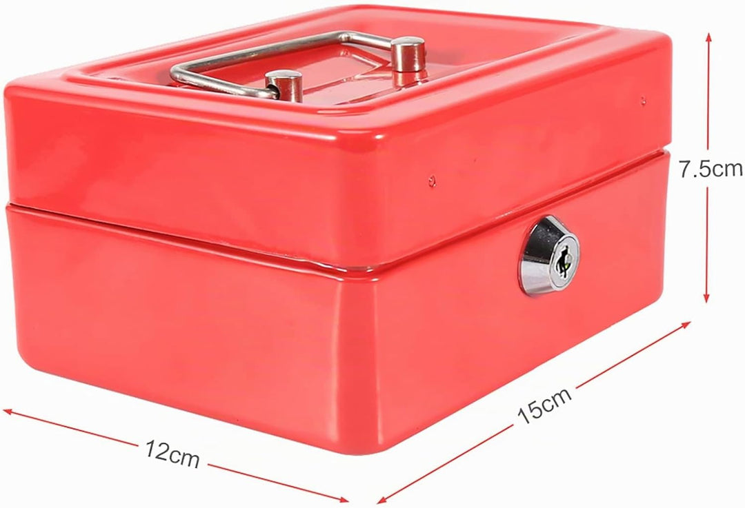 Geldkassette, Feuerfeste wasserdichte Box mit Schlüsselschloss Tragbare Mini Tragbarer Safe Stahl Pe