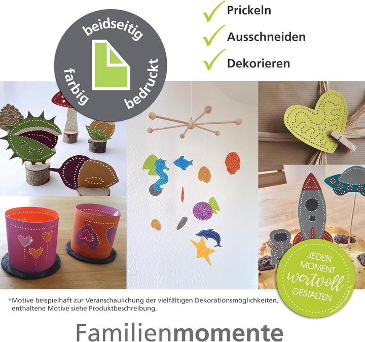 Familienmomente Maxi-Bastelset zum Prickeln Weihnachten, 10 Vorlagen (2x Weihnachts-Windlichter, 2x