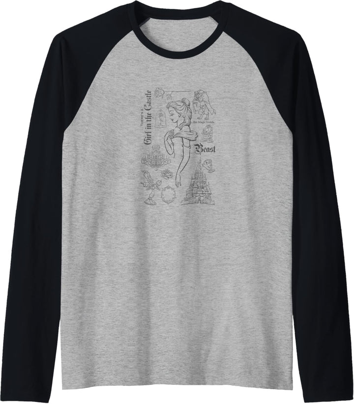Disney Beauty And The Beast Girl In The Castle Raglan