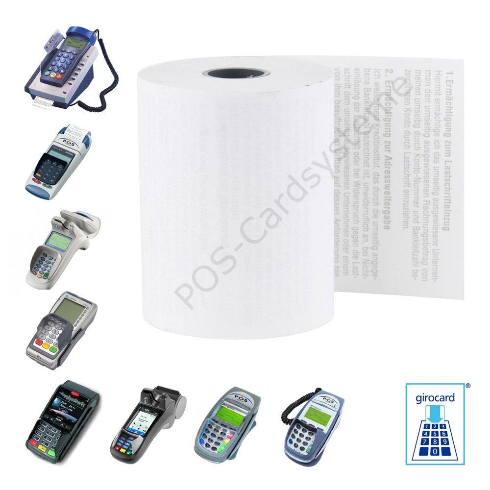 50 EC-Cash Thermorollen im Karton 57mm x 18m x 12mm für EC-Gerät Ingenico IWL 250 mit Lastschrifttex