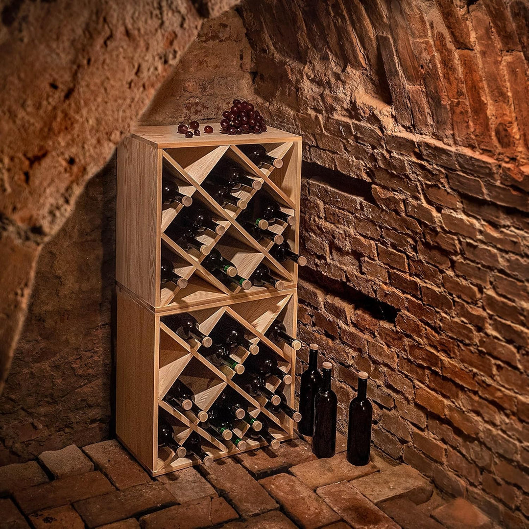 KADAX Weinregal aus Holz, 52 x 25.5 x 104 cm, Grosses Flaschenregal für viele Weinflaschen, rustikal