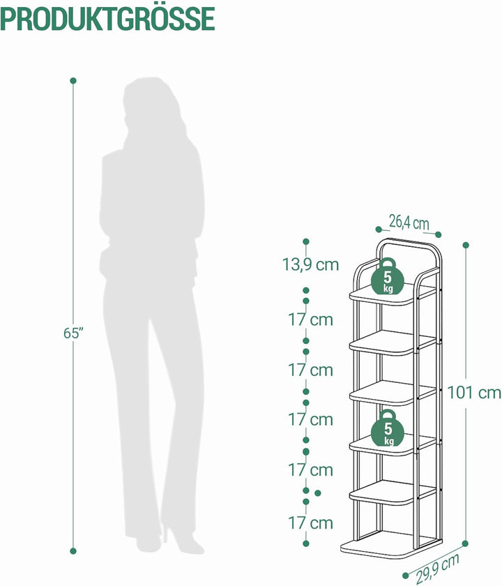 Hzuaneri Vertikales Schuhregal, 6-stöckige Schuhregale, Holz-Schuh-Organizer für Schrank, Eingang, S