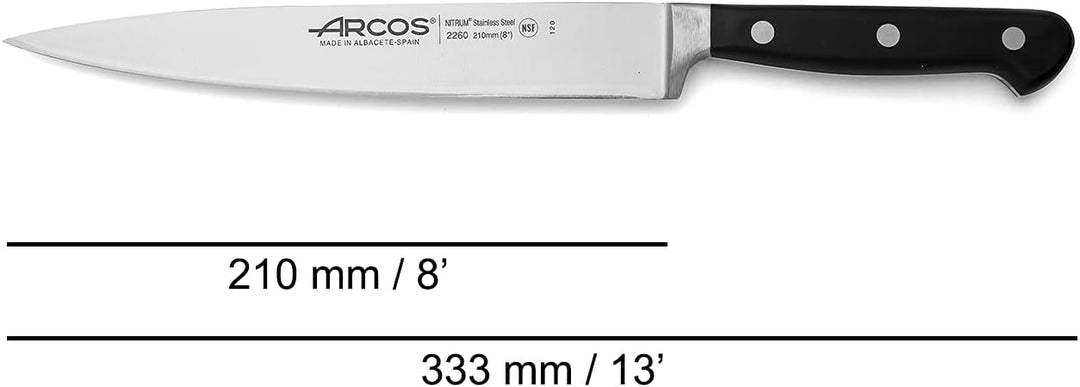 Arcos Opera - Küchenmesser - NITRUM geschmiedetem Edelstahl 210 mm - HandGriff POM Farbe Schwarz