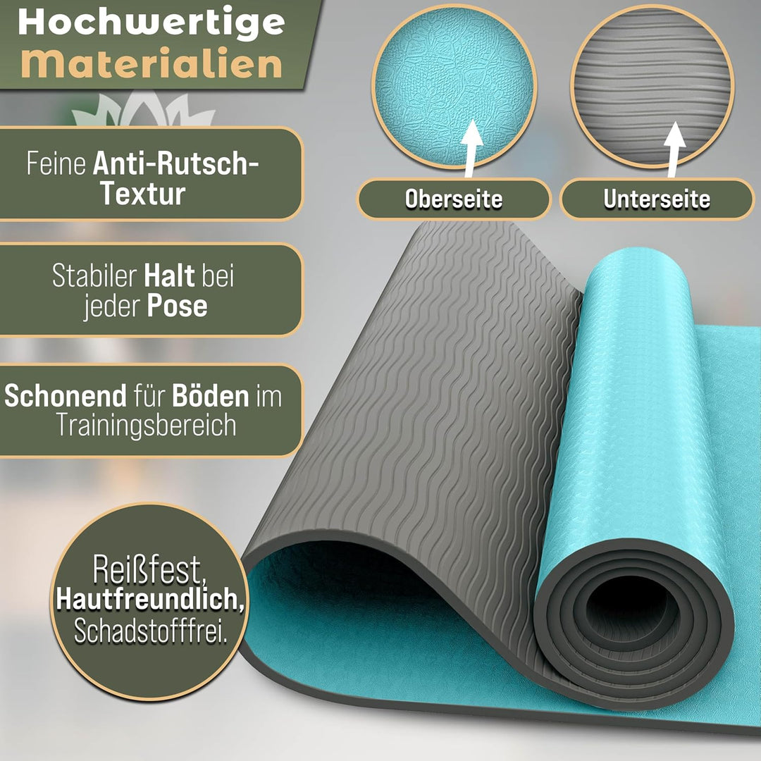 Yogamatte Phthalatfrei | Gymnastikmatte rutschfest | Fitnessmatte schadstofffrei | Trainingsmatte mi