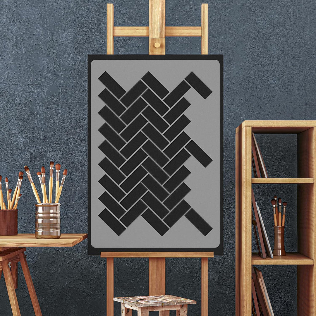 NAKLEO Wiederverwendbare Kunststoff-Schablonen - 59x95cm - Fischgrät Fliese Chevron - Grosse Wiederh