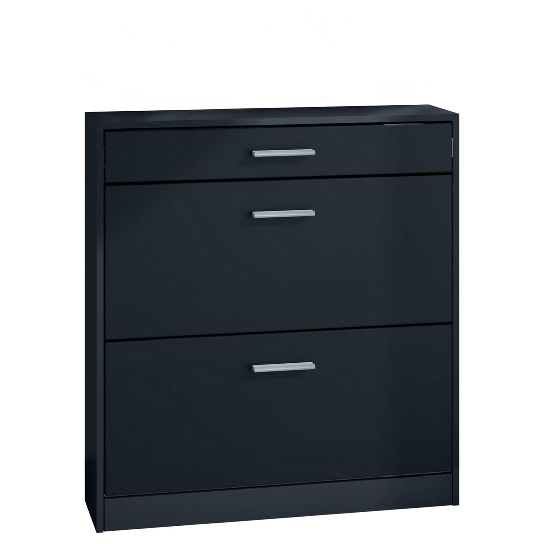 Schuhschrank Roma Schmal mit 2 Klappen und 1 Schublade, Platzsparender Schuhkipper Flurschrank für D