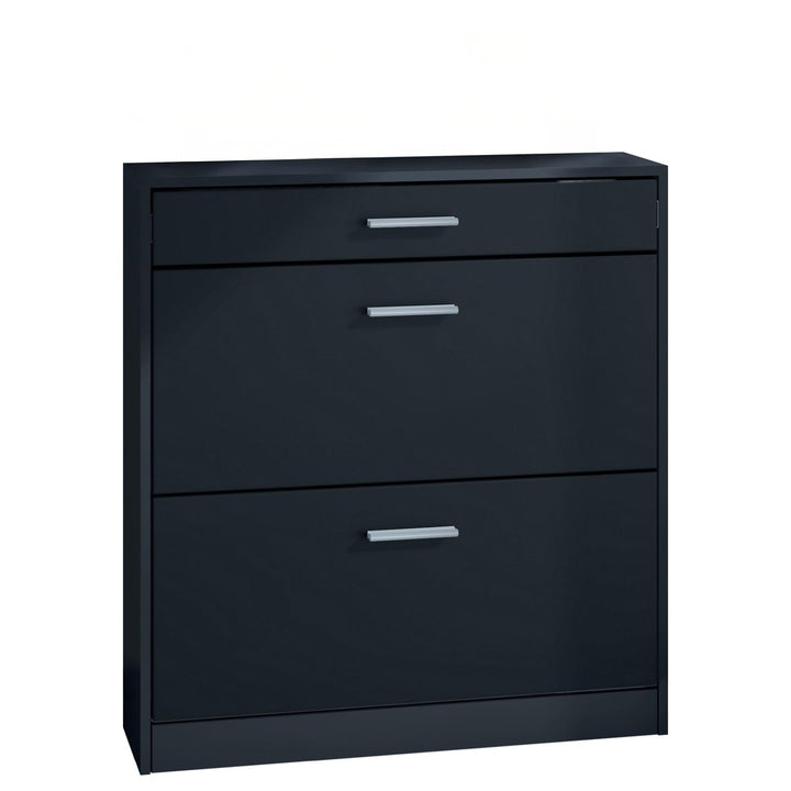 Schuhschrank Roma Schmal mit 2 Klappen und 1 Schublade, Platzsparender Schuhkipper Flurschrank für D