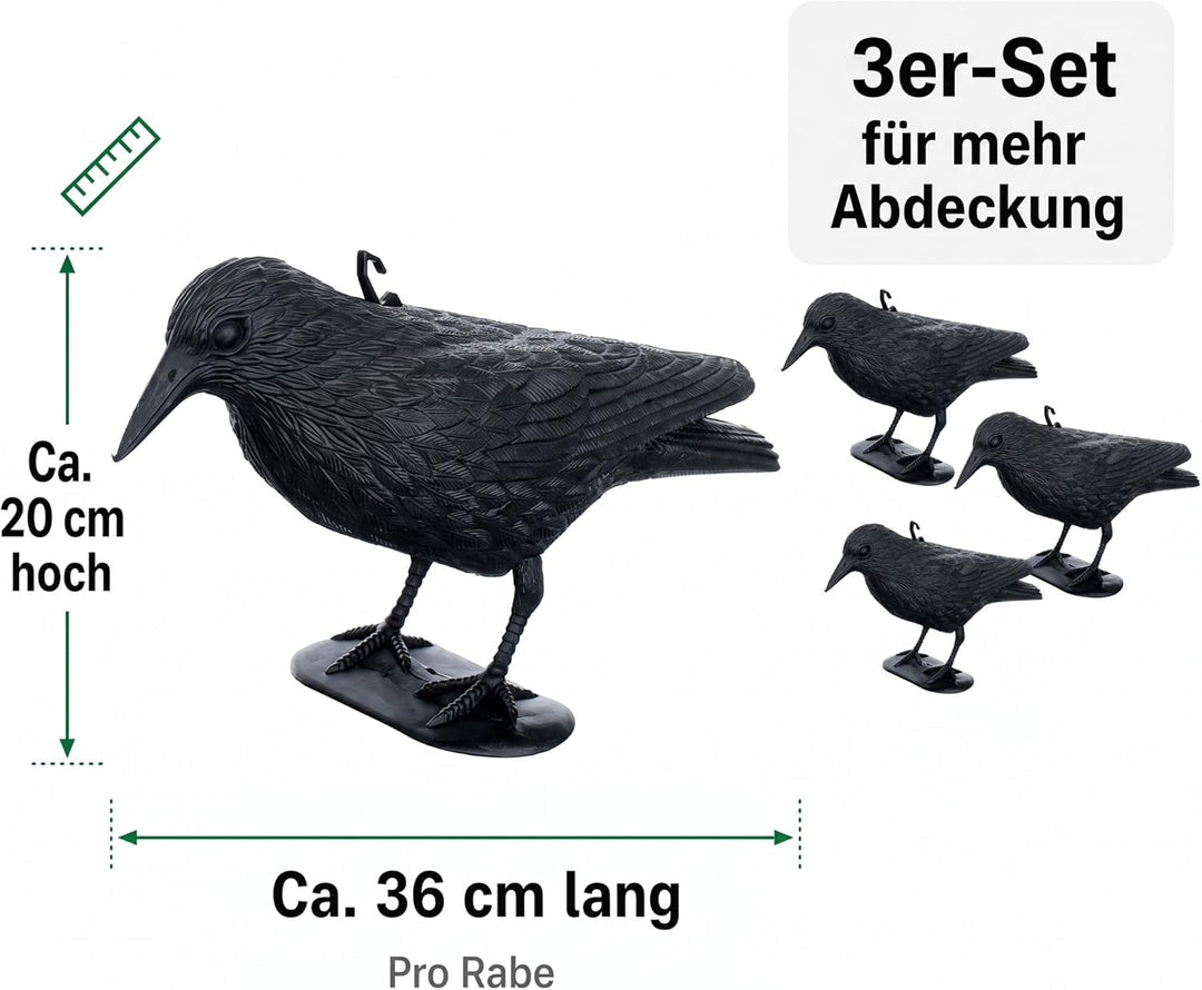 Brandsseller Schwarzer Rabe aus Kunststoff 36 x 20 cm Taubenabwehr Vogelschreck gegen kleine Vögel u