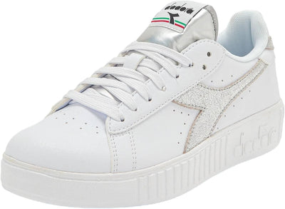 Diadora Damen Game Step Premium Gymnastikschuh 36 EU Weiss Silber, 36 EU Weiss Silber