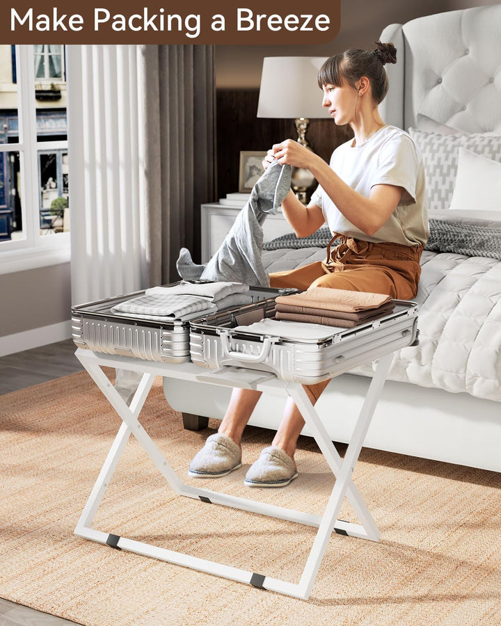 IBUYKE Gepäckträger für alle Koffergrössen, Faltbarer Kofferständer, Metall Gepäckhalter, einfach zu