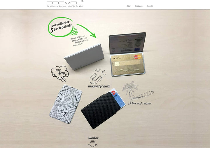 Patentierte Schutzhülle für 4 Karten aus Leder | RFID NFC &amp; Magnetfeld Blocker | Kartenschutz &amp; Orga