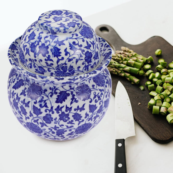 Cabilock Gärtopf Keramik Gurkentopf Sauerkrauttopf mit Deckel Rumtopf Einlegetopf Einmachtopf Tontop