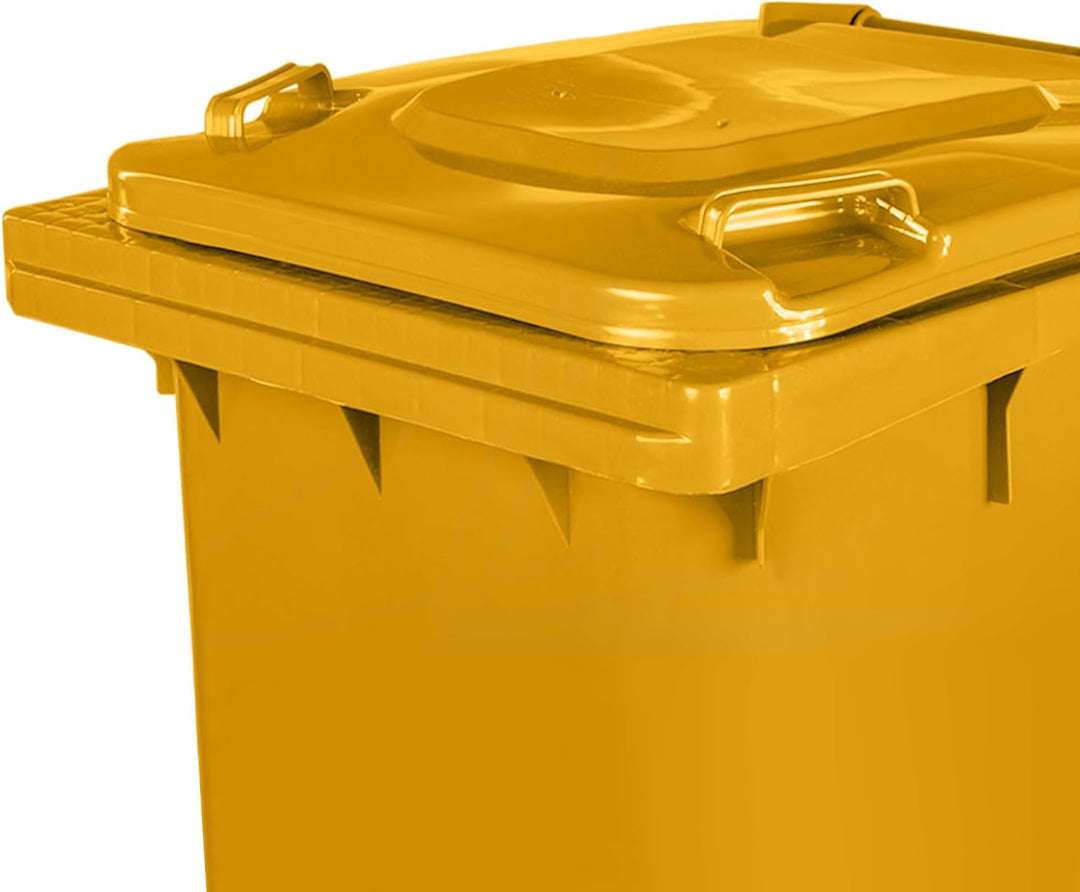 Jestic Mülltonne 240 Liter gelb mit Gummirädern, für Mülltrennung, Recycling innen aussen, EN840, ge