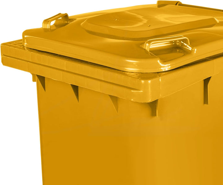 Jestic Mülltonne 240 Liter gelb mit Gummirädern, für Mülltrennung, Recycling innen aussen, EN840, ge