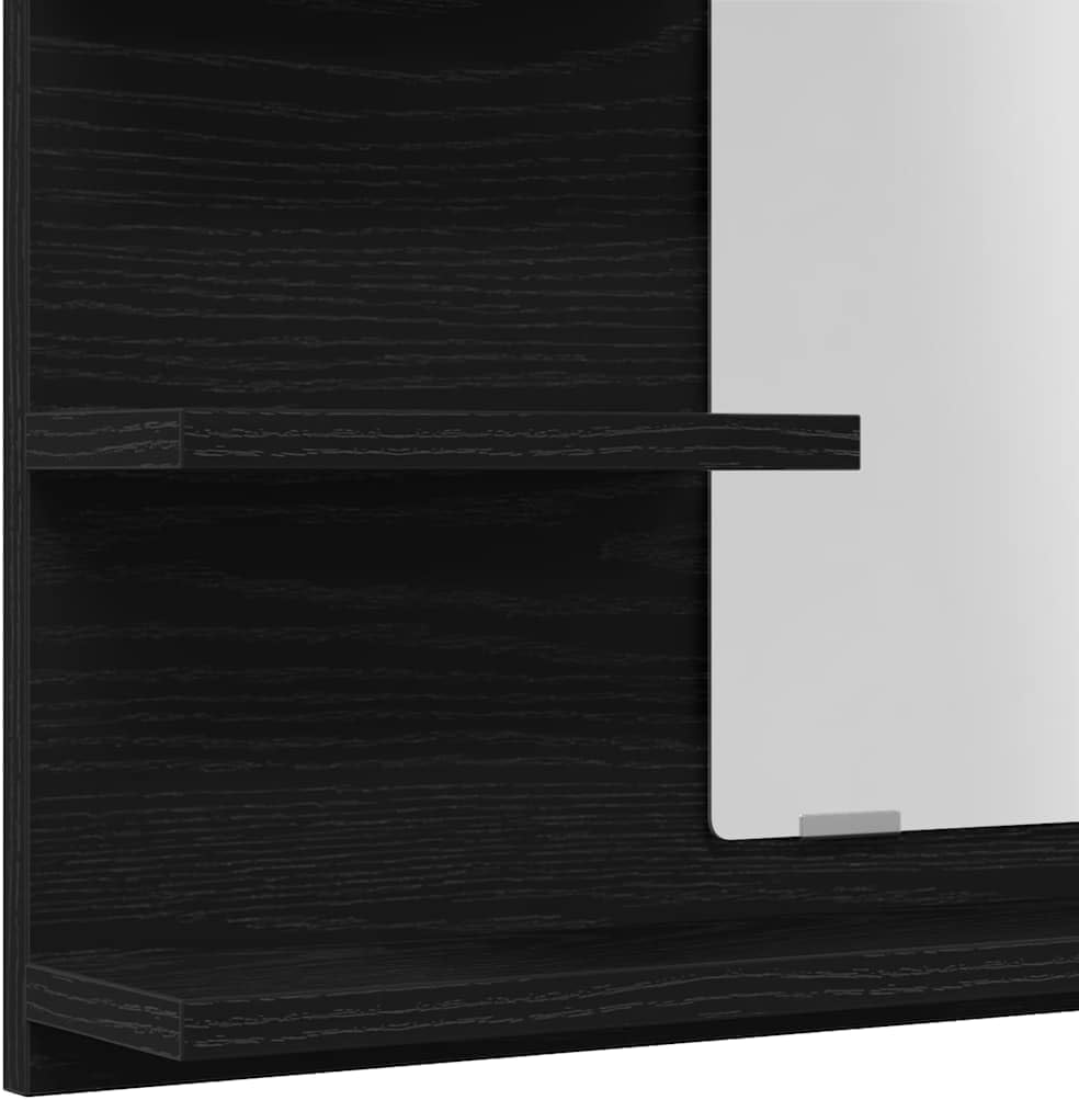 vidaXL Badspiegel Schwarz Eichen-Optik 60x10,5x45 cm Holzwerkstoff, Badezimmerspiegel, Wandspiegel,