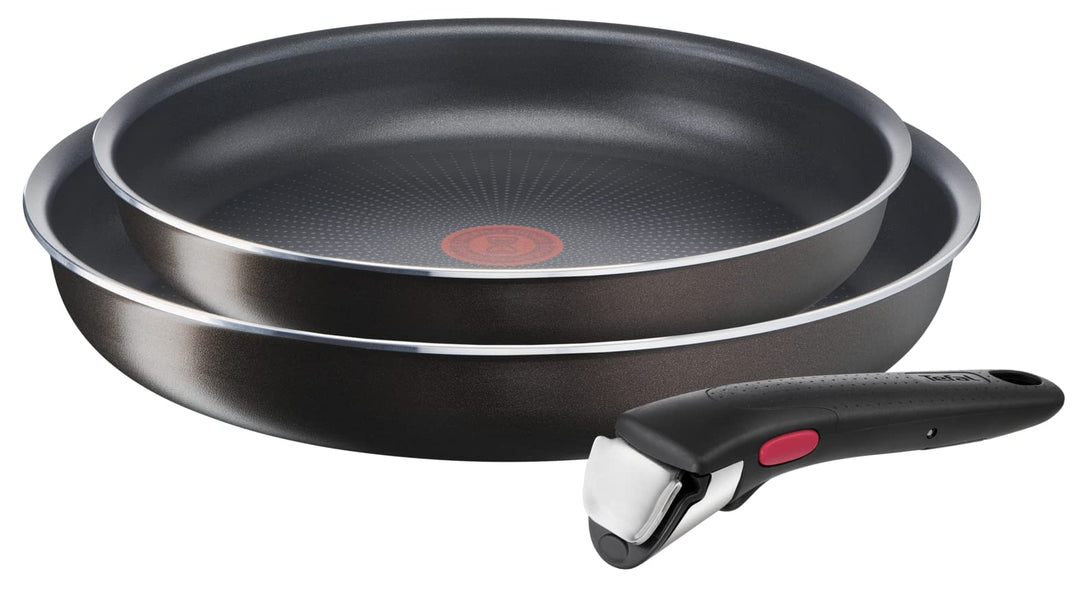 Tefal Ingenio Easy Plus Pfannen-Set, 24/28 cm, abnehmbarer Griff, stapelbar, Antihaftbeschichtung, f