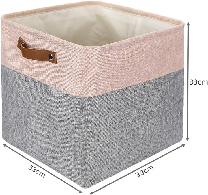 Mangata Boxen für Kallax, 33x38x33cm Aufbewahrungskörbe aus Stoff(Grau Rosa, 3er-Pack) Grau Rosa 3er