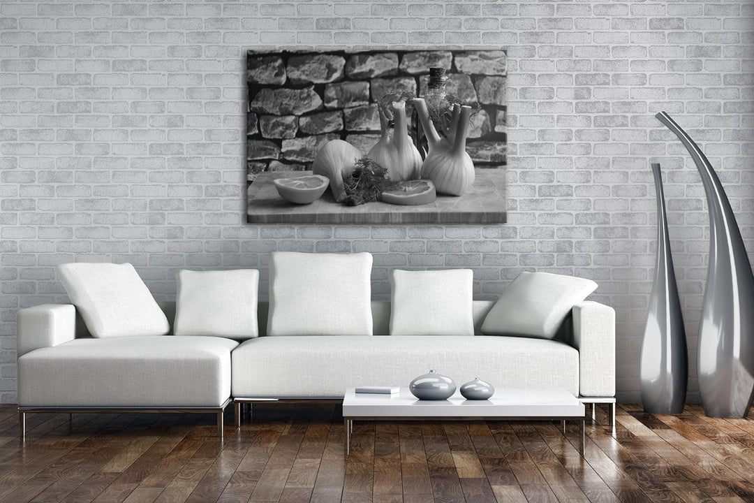 deyoli appetitlicher Fenchel mit Zitronen Effekt: Schwarz/Weiss Format: 100x70 als Leinwandbild, Mot